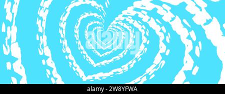 background hearts with brush texture on blue background Stock Vector