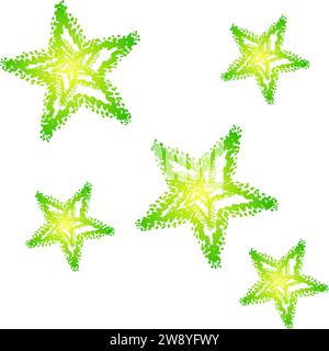 set of stars with the colors of Brazil. Stock Vector