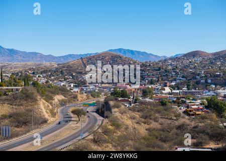 Aerial view of Nogales Sonora with Border Wall between Nogales Arizona ...