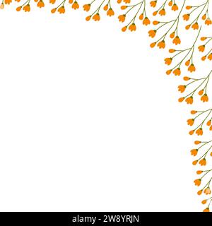 Abstract floral corner frame border with blossom brunches. Design concept for springtime greetings. Isolate. EPS. Copy space. Vector template for lett Stock Vector
