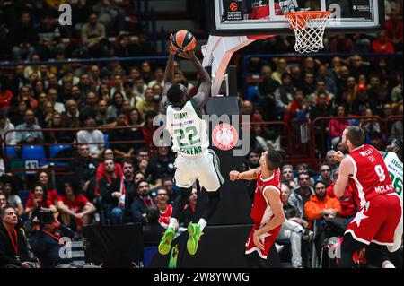 Milano, Lombardy, Italy. 22nd Dec, 2023. 22 JERIAN GRANT of Panathinaikos Aktor Athens during the Euroleague, Round 16, match between EA7 Emporio Armani Milan and Panathinaikos Aktor Athens at Mediolanum Forum on December 22, 2023, in Milano, Italy. (Credit Image: © Stefanos Kyriazis/ZUMA Press Wire) EDITORIAL USAGE ONLY! Not for Commercial USAGE! Stock Photo