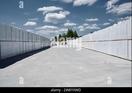 Large warehouse of gas silica foam blocks ready for shipping Stock Photo