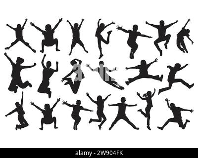 Kids Jumping, Kids Jump, Kids Jumping Bundle, Kids Jumping Silhouette, Jumping Children, Jumping Stock Vector