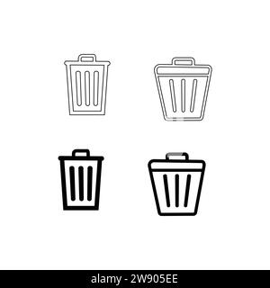 A Simple Line Drawing of Three Trash Cans Stock Vector