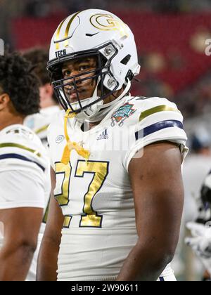 December 22, 2023: Georgia Tech defensive lineman Josh Robinson (27) during second half of Union Home Mortgage Gasparilla Bowl. Georgia Tech defeated UCF 30-17 at Raymond James Stadium in Tampa, FL. Romeo T Guzman/Cal Sport Media Stock Photo