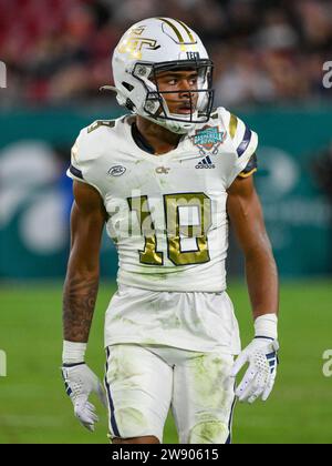 December 22, 2023: Georgia Tech defensive back Ahmari Harvey (18) during second half of Union Home Mortgage Gasparilla Bowl. Georgia Tech defeated UCF 30-17 at Raymond James Stadium in Tampa, FL. Romeo T Guzman/Cal Sport Media Stock Photo