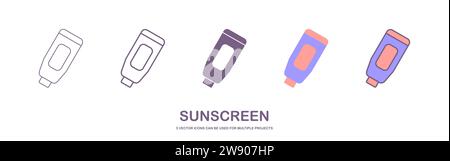 sunscreen line icon, vector best line icon. Stock Vector