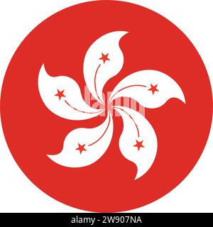 Flag of Hong Kong as round glossy icon Stock Vector