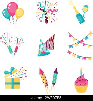 Party icons set vector Stock Vector