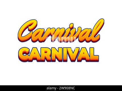 Carnival text effect design in 3D look. Yellow color Stock Vector