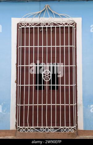 View at the colonial window of Trinidad on Cuba Stock Photo