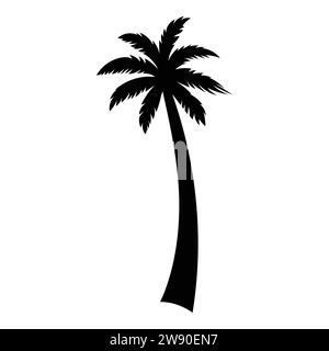 A silhouette of Date Palm tropical tree. Silhouette vector illustration, isolated on white background. Stock Vector