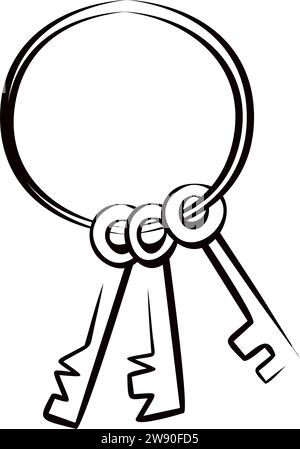 Bunch of keys at simple drawing Stock Vector
