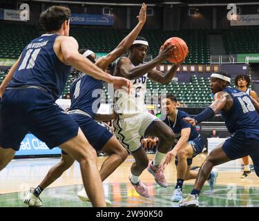 Honolulu, Hawaii, USA. 22nd Dec, 2023. TCU forward Emanuel Miller (2) dives to the basket during the Hawaiian Airlines Diamond Head Classic basketball game between the TCU Horned Frogs and Nevada Wolf Pack at Sofi Arena in the Stan Sheriff Center in Honolulu, Hawaii. Glenn Yoza/CSM/Alamy Live News Stock Photo