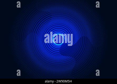 Circle dot sound wave. Futuristic digital circles of glowing particles. Big data visualization into cyberspace. Stock Vector