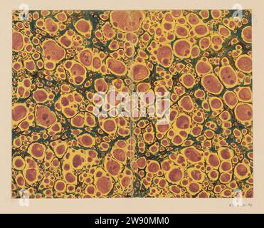 Pebble marble in green, brown, yellow and red, anonymous, 1700 - 1850 marbled paper Pebble marble in green, brown, yellow and red. Used as a cover.  paper. paint (coating) stone marbled paper Stock Photo