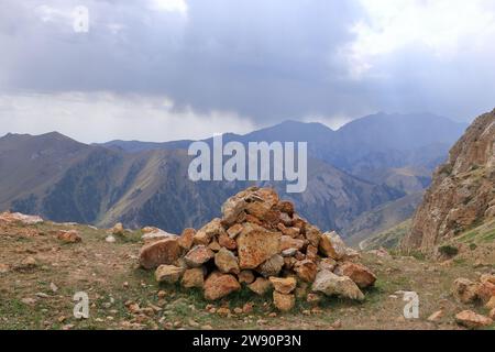 the Moldo-Ashuu pass, district of Songkol Region in western Kyrgyzstan Stock Photo