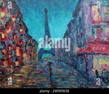 Paris Evening - original art painting Stock Photo