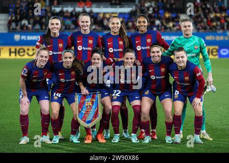 Barcelona, Spain. 21st, December 2023. The starting-11 of FC Barcelona seen during the UEFA Women’s Champions League match between FC Barcelona and FC Rosengaard at Estadi Johan Cruyff in Barcelona. (Photo credit: Gonzales Photo - Ainhoa Rodriguez). Stock Photo