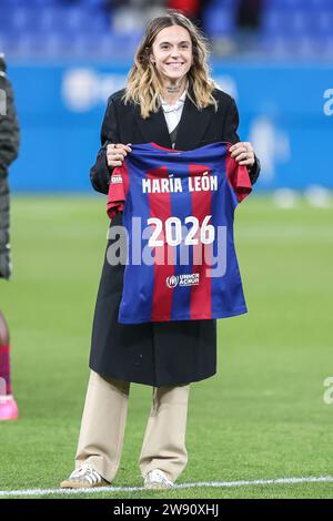 Barcelona, Spain. 21st, December 2023. Mapi Leon of FC Barcelona seen after the UEFA Women’s Champions League match between FC Barcelona and FC Rosengaard at Estadi Johan Cruyff in Barcelona. (Photo credit: Gonzales Photo - Ainhoa Rodriguez). Stock Photo