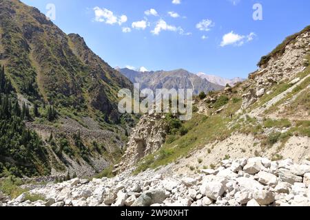 August 19 2023 - Ala Archa national park, Kyrgyzstan in Central Asia: people enjoy hiking in the Ala Archa national Park in summer Stock Photo