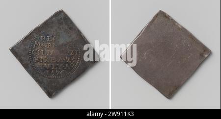 Half Daalder, emergency coin from Zierikzee, beaten after the conquest of the city of the raised silver to prevent looting, Anonymous, 1576 coin. siege coin Unilateral, diamond -shaped emergency coin. Front: inscription Inside round pearl edge. Reverse: Blanco Netherlands silver (metal) striking (metalworking)  Zierikzee Stock Photo