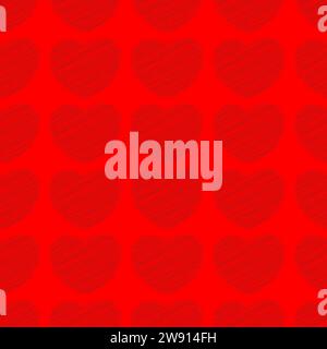 Black Love Heart scribbles in red color background. Seamless pattern design template Stock Vector