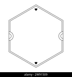 Valentine Day love aesthetic frame with hearts. Trendy geometric monoline minimalist linear shape for social media or poster design Stock Vector