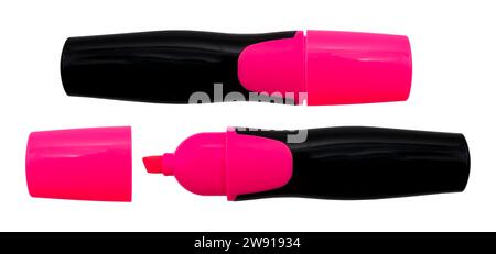 Permanent pink marker on a white background. Text marker for office and study Stock Photo