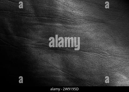 Texture of genuine black leather. Leather background with gradient Stock Photo