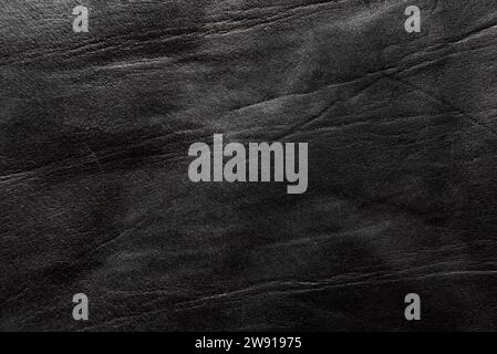 Texture of genuine black leather. Leather background with gradient Stock Photo