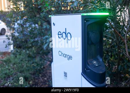 Paredes, Spain, December 19, 2023: A charging point for electric cars during ANFAC reports that more than 25% of charging points for electric cars do not work, on December 19, 2023, in Paredes, Spain. (Photo by Alberto Brevers / Pacific Press/Sipa USA) Stock Photo