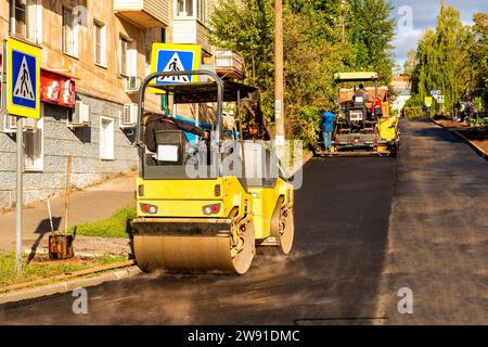 Road surface repair in the city Stock Photo