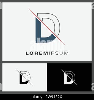 Letter D cutting logo icon with line cut in the middle. Creative alphabet D monogram logo design. Fashion icon design template Stock Vector