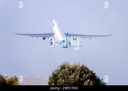 Air Transat Airbus A330-343 (REG: C-GTSD) departing Malta after 3 months of maintenance. Stock Photo