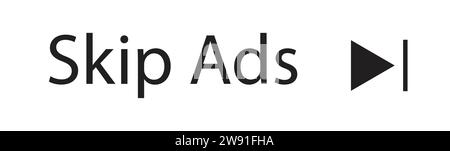 Skip Ad button white vector | Advertising skip Stock Vector