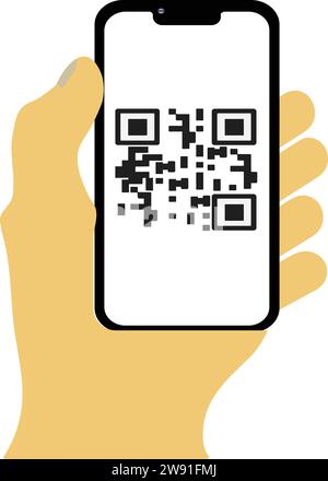 Use QR code with hand Symbol | Scanning QR code, QR code link Stock Vector