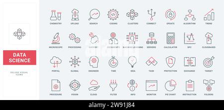 Outline symbols of digital algorithm for AI research, magnifier search ...