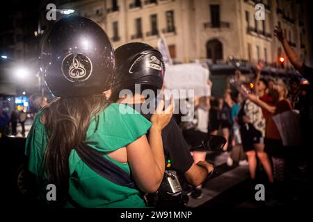 Buenos Aires, Buenos Aires, Argentina. 23rd Dec, 2023. A motorcycle joins the demonstration (Credit Image: © Daniella Fernandez Realin/ZUMA Press Wire) EDITORIAL USAGE ONLY! Not for Commercial USAGE! Stock Photo