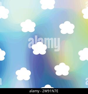 White clouds on abstract blue sky. Seamless pattern. Stock Vector