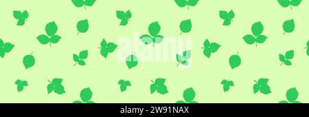 Fresh Herbal leaves background, web banner, green seamless pattern background, tag, label decor Stock Vector