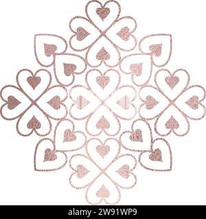 Heart mandala in rose gold, transparent background Stock Vector