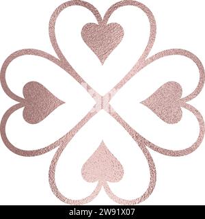 Heart mandala in rose gold, transparent background Stock Vector