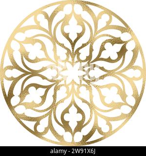 Rosette, mandala in gold, transparent background Stock Vector