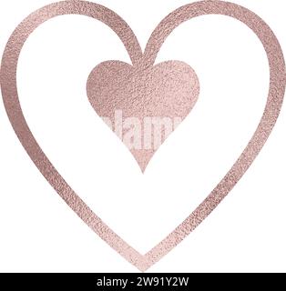 Heart mandala in rose gold, transparent background Stock Vector