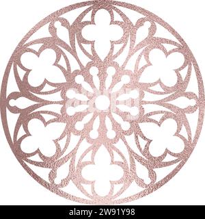 Rosette, mandala in rose gold, transparent background Stock Vector