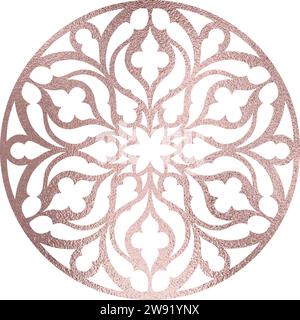 Rosette, mandala in rose gold, transparent background Stock Vector