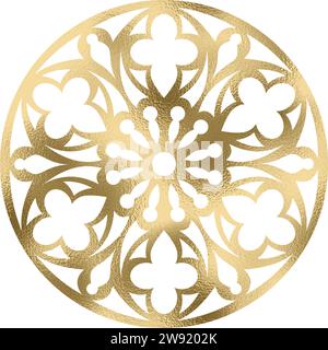 Rosette, mandala in gold, transparent background Stock Vector