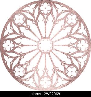Rosette, mandala in rose gold, transparent background Stock Vector