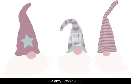 Christmas elves in pastel with a transparent background Stock Vector